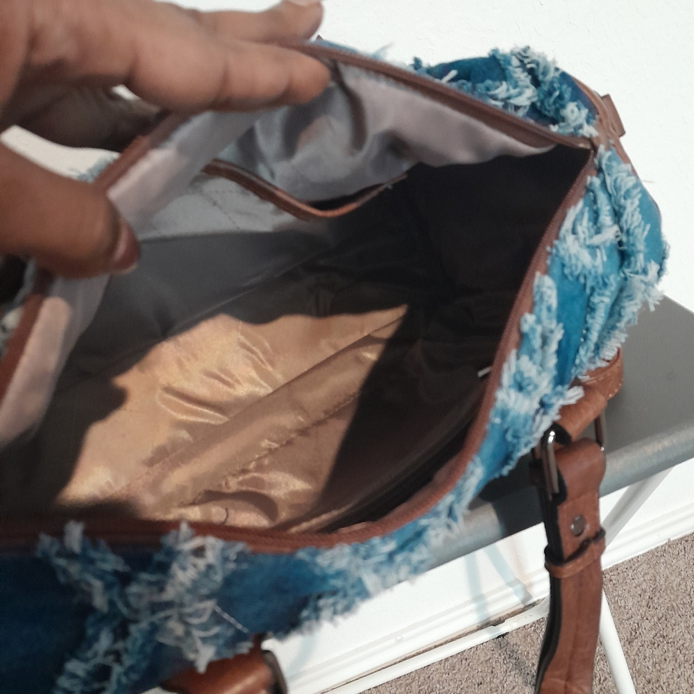 THE DENIM COLLECTION BY JACQUITA Vegan Leather Barrel Large Satchel Handbag - Picture 9 of 17